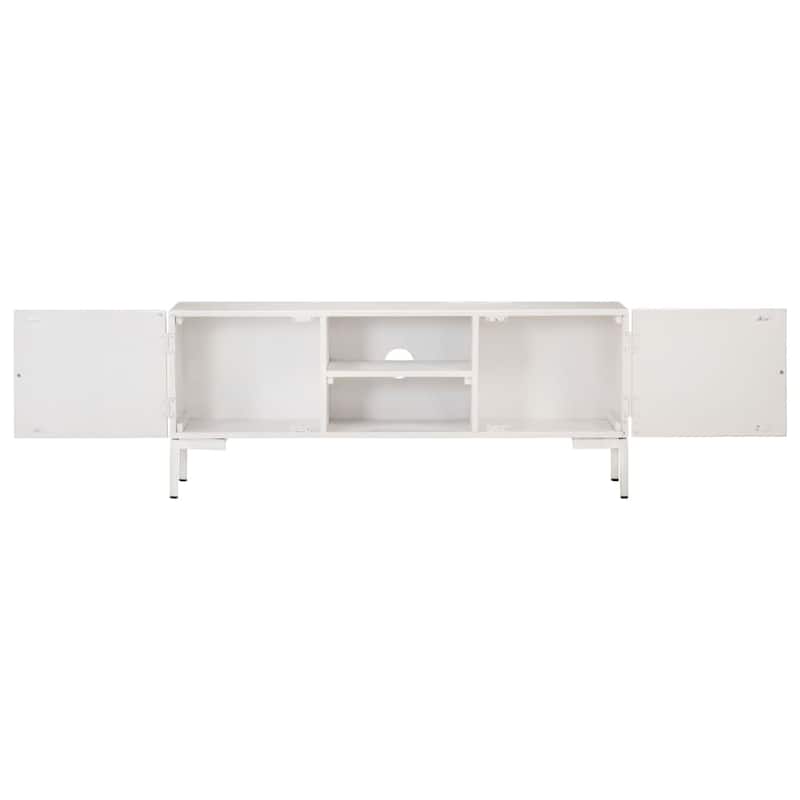 vidaXL TV Stand White 45.3"x11.8"x18.1" Solid Wood Mango - 45.3" x 11.8" x 18.1"