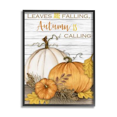 Stupell Leaves Falling Autumn Calling Quote Farm Harvest Framed Wall Art