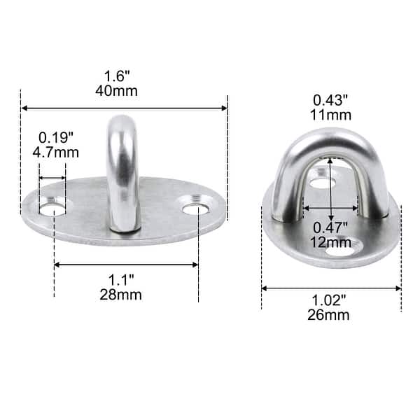 1.6Stainless Steel Cabinet Latch Lock Catch Eye Cabin Hook Plate,2Pcs - Silver - Length: 1.6