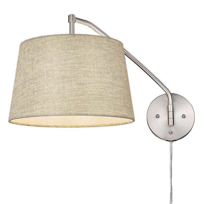 Wry Lighting Ryleigh 1-light Swing Arm Wall Lamp in Pewter and Natural Sisal shade - 1 Light Articulating Wall Sconce