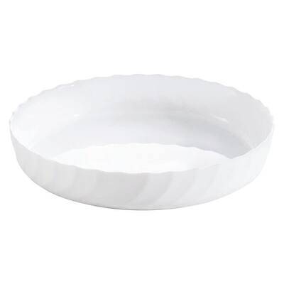 10.25" White Glass Round Baking Dish for Oven Use