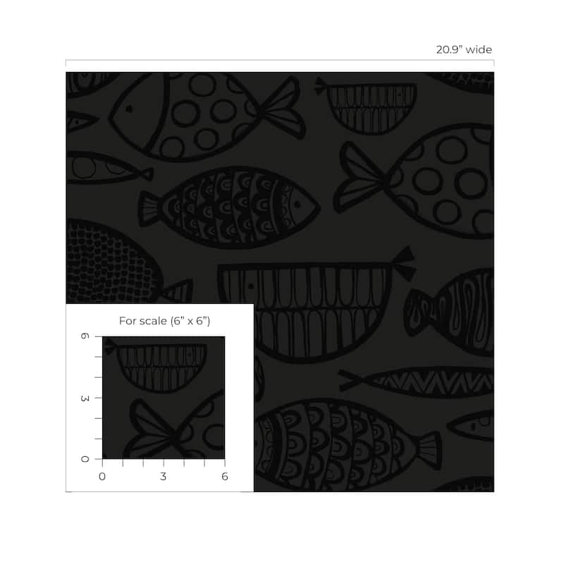Seabrook Designs Cadence Fish Non-Woven Unpasted Wallpaper