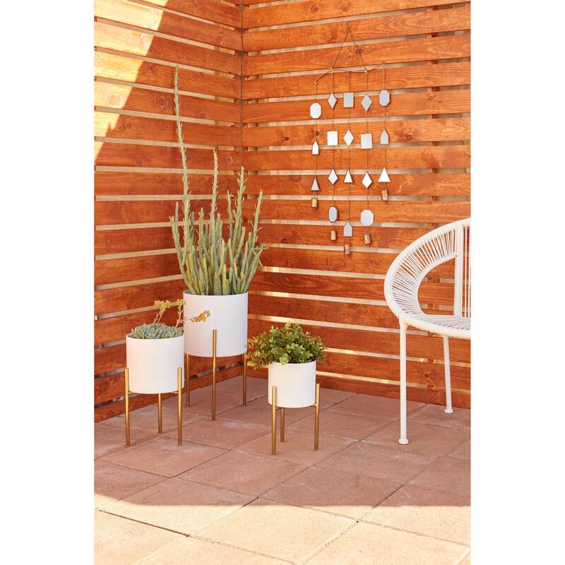 Gold Black White or Silver Iron Glam Contemporary Planter (Set of 3) - S/3 18", 14", 12"H