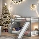 preview thumbnail 1 of 10, Twin over Twin Bunk Bed with Convertible Slide and Stairway Grey