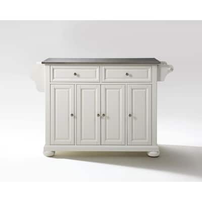 Kitchen Island Cart with Stainless Steel Top - Storage Island, Portable Kitchen Furniture, Modern Design