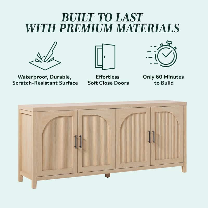 Middlebrook Modern 70-inch Reeded Sideboard with Arched Doors