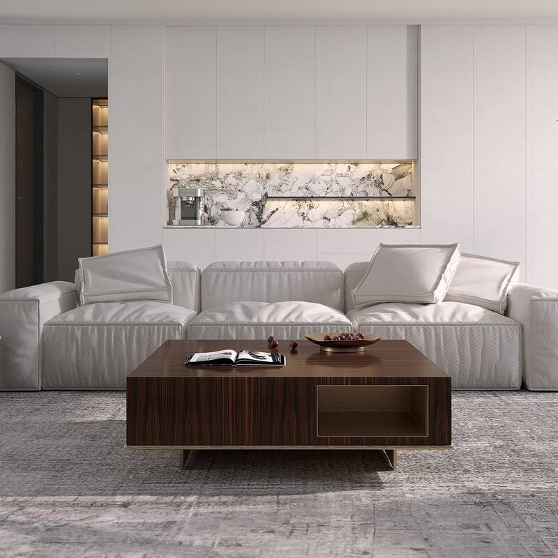 Square Coffee Table Accent Tables for Livng Room - Brown - MDF