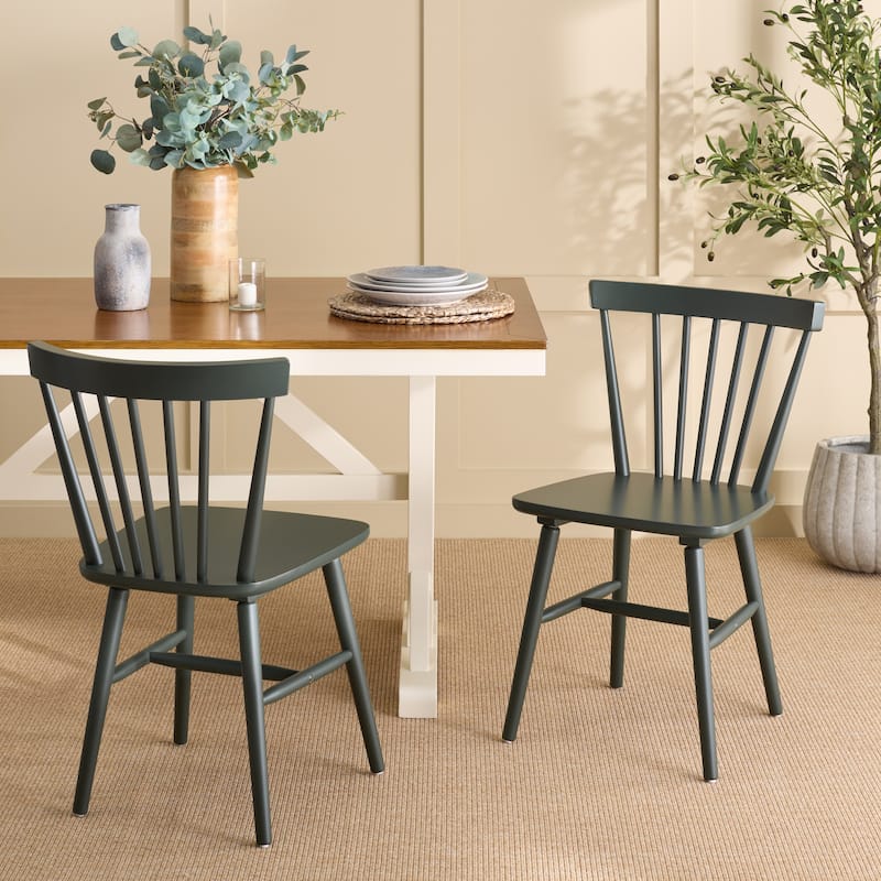 SAFAVIEH Signa Spindle Farmhouse Dining Chair (Set of 2) - 20" W x 20" D x 33" H - 20"W x 20"D x 33"H