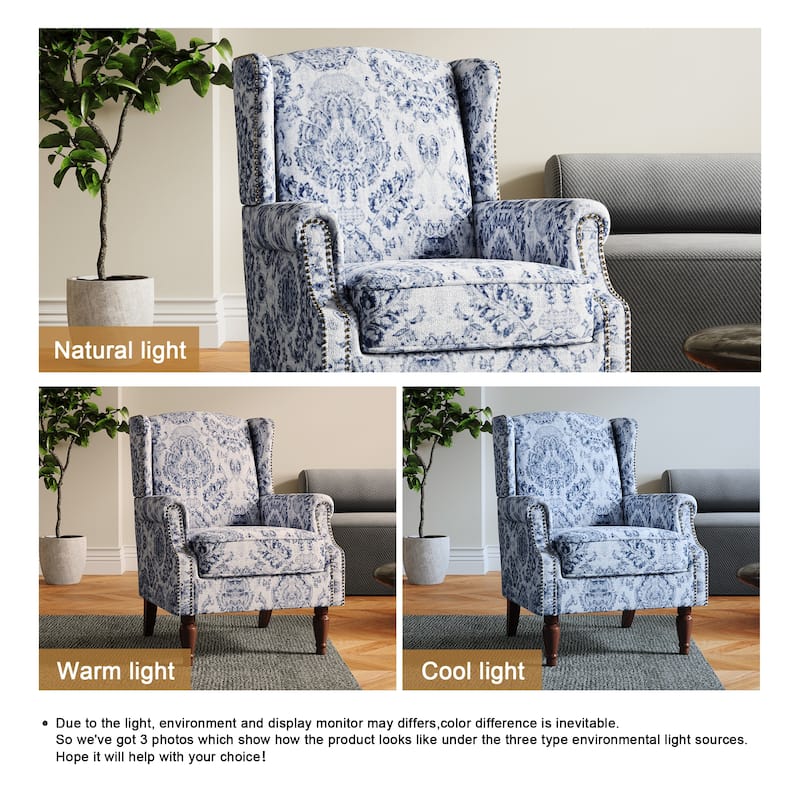 Patterned Upholstered Accent Chair for Living Room
