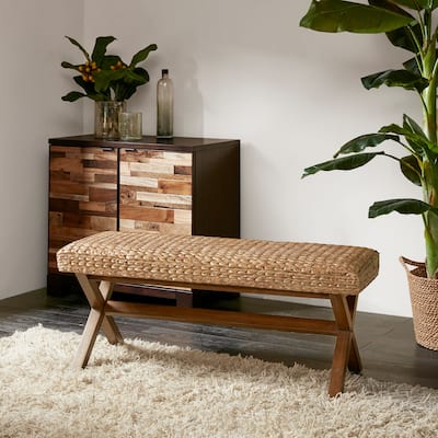 The Curated Nomad Baker Brown Woven Bench