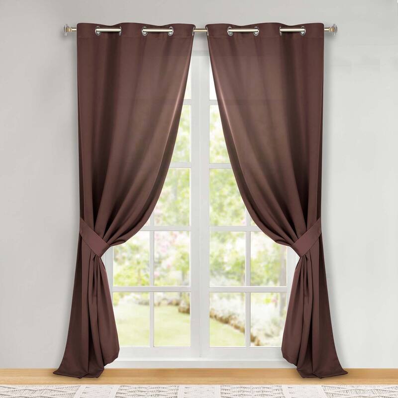 Superior Solid Machine Washable Room Darkening Grommet Blackout Curtains, Set of 2