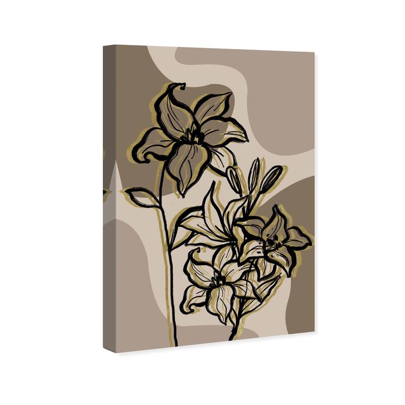 Wynwood Studio Canvas Floral and Botanical Mid Century Daffodils Brown Modern & Contemporary Wall Art Canvas Print