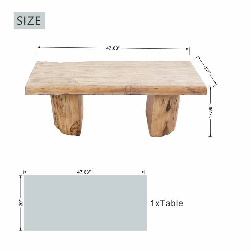 Terrafab Composite Faux-Wood Coffee Table with Iron Frame