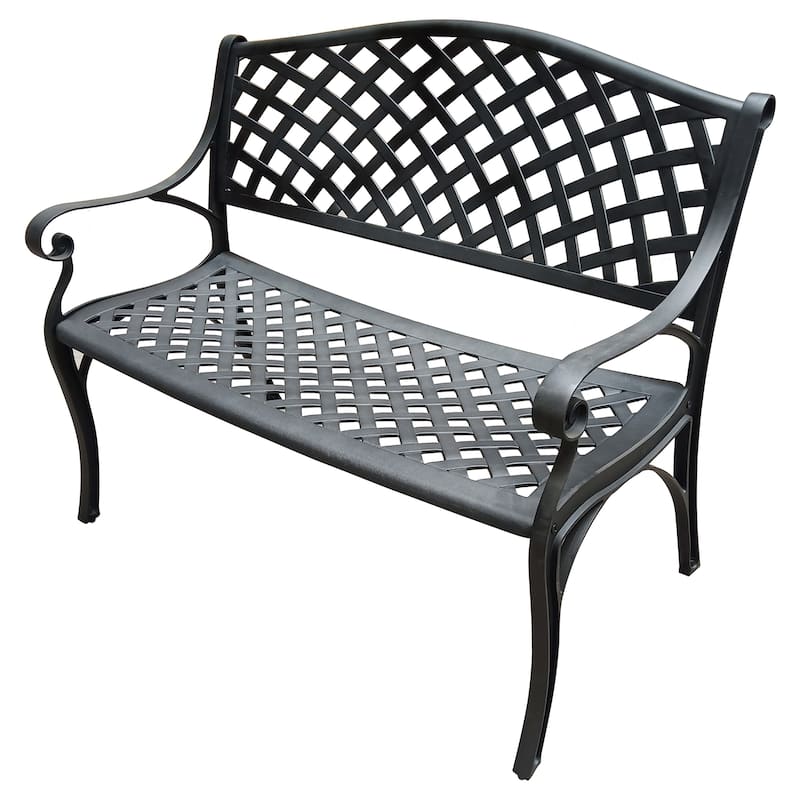 Outdoor Aluminum Modern Black Bronze Grey White Patio Bench Loveseat - Black