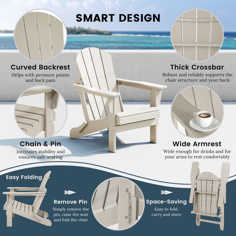 Laguna Outdoor 5-Piece Adirondack Chair With Round Coffee Table Conversation Set