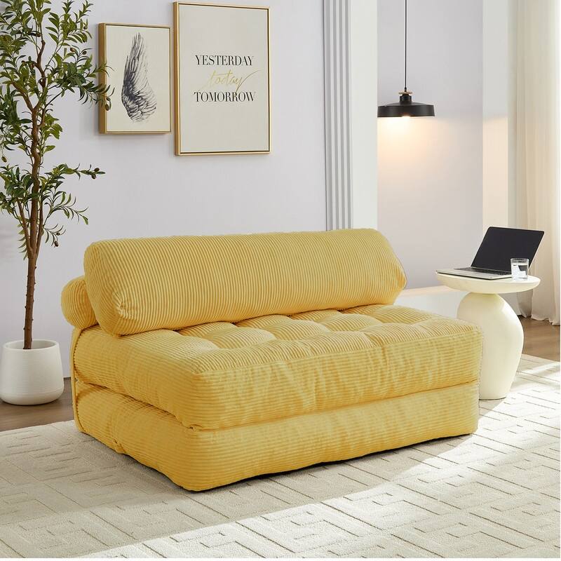 Mixoy W32''/W50'' Corded Velvet Fabric Folding Floor Lazy Futon Sofa Bed