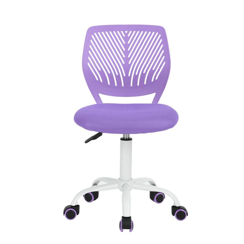 HomyLin Armless Swivel Kids Desk Chair with Mesh Padded Seating - Purple
