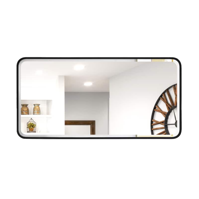 Aluminum Frame Beveled Glass Bathroom Wall Mirror with Round Corner