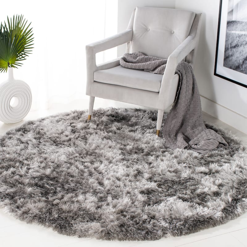 SAFAVIEH Handmade Ocean Shag Lyse Glam 2.5-inch Thick Rug - 10' Round - Silver