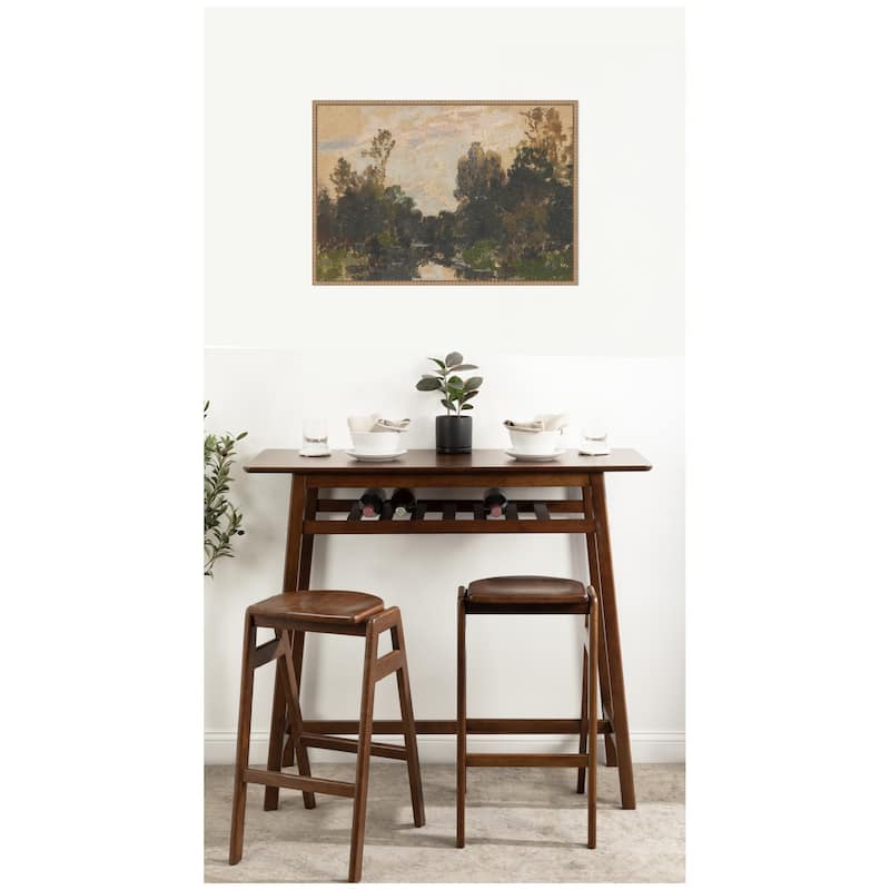 Kate and Laurel Landscape by the River Barycz by Adolf Dressler by Nostalgia Prints Framed Canvas Wall Art Print