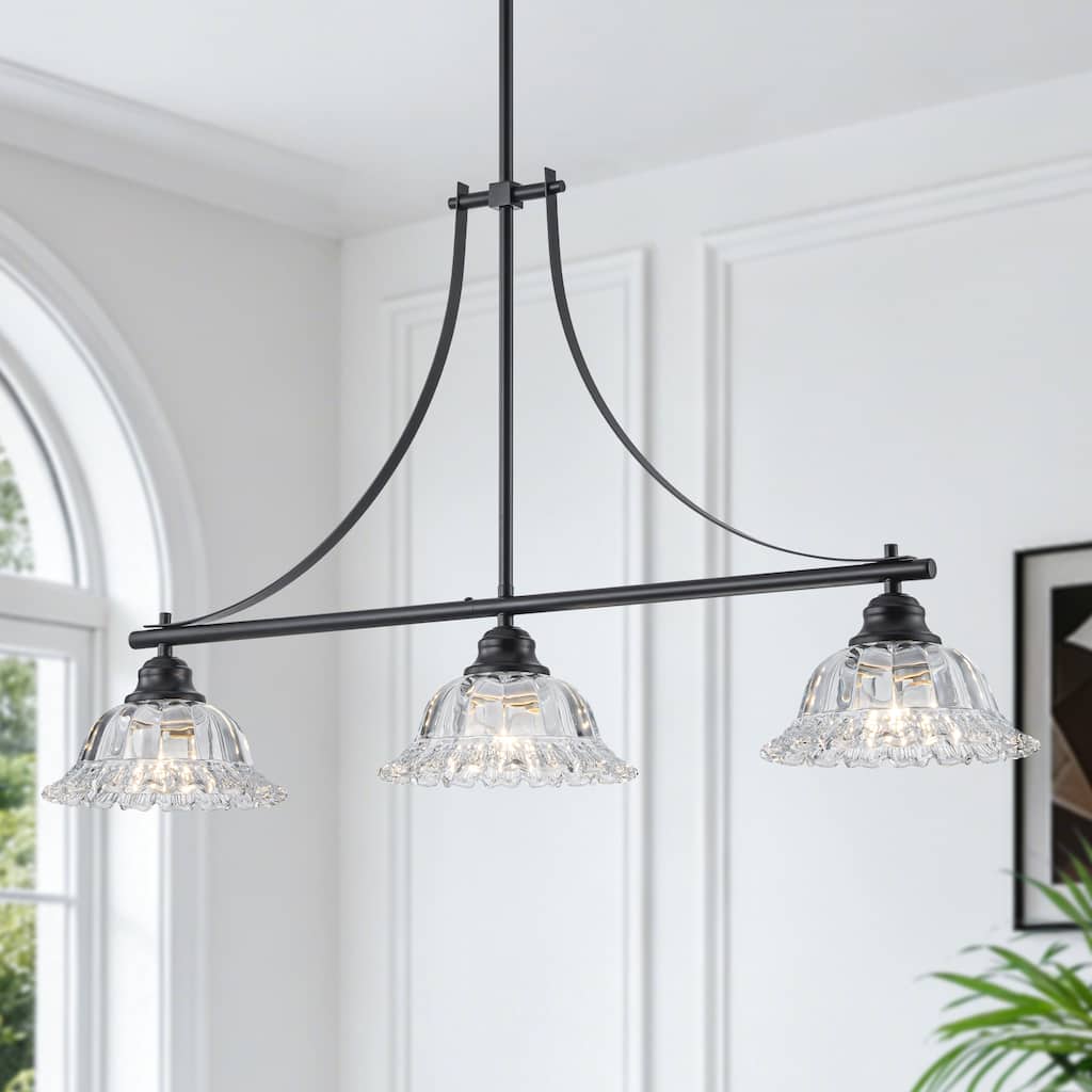 Starsky 3-Light Linear Chandelier With Floral-Inspired Shade