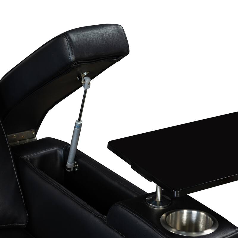 PU Leather Power Recliner Chair with Power Adjustable Headrest, USB Port, Storage Arms, Cup Holder Swivel Tray Table