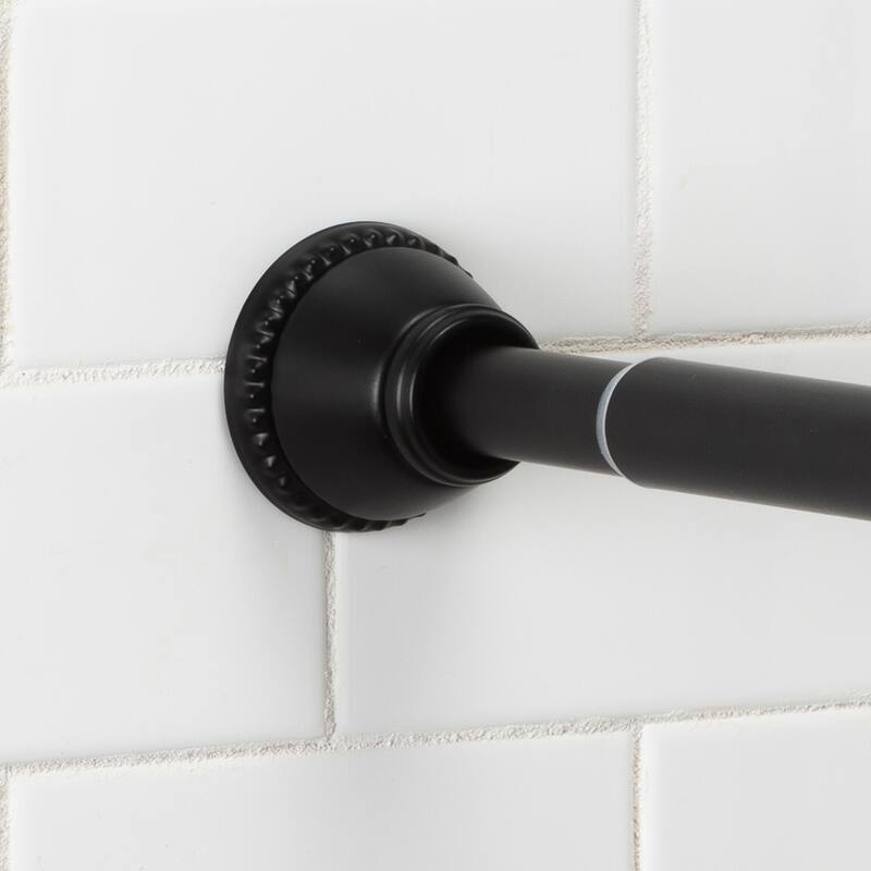 Bath Bliss Decorative Tension Shower Rod in Matte Black - Matteblack