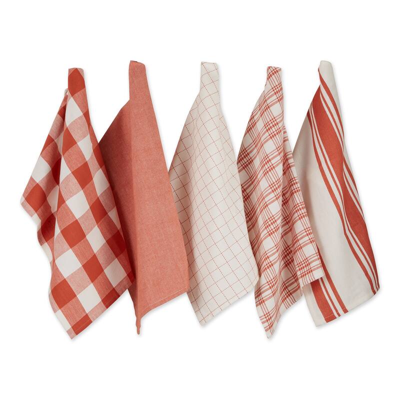 DII Asst Vintage Everyday Dishtowel (Set of 5) - ASST VINTAGE RED EVERYDAY DISHTOWEL SET/5
