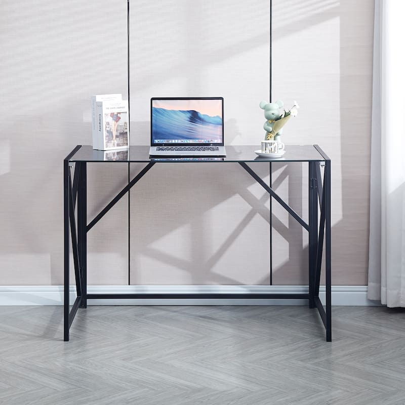 Tempered Black Glass Computer Desk Laptop Desk Black Glass Art Desk