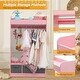 preview thumbnail 15 of 13, Costume RackOpen Hanging Armoire Closet with Mirror-PINK