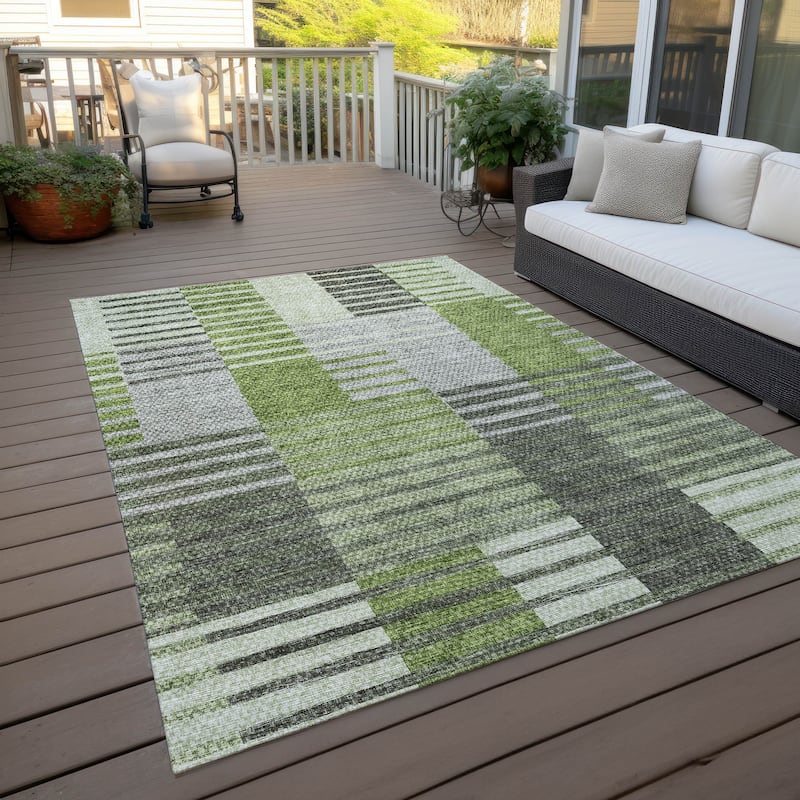 Machine Washable Indoor/ Outdoor Chantille Contemporary Stripes Rug
