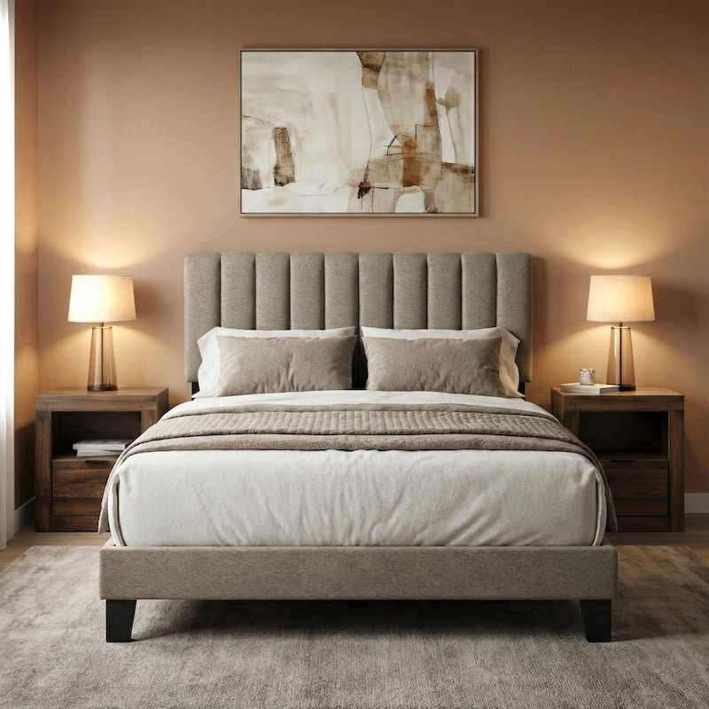 Furniture of America Merro Modern 3-Piece Solid Wood Bedroom Set with 2 Nightstands - Walnut/Brown - Queen