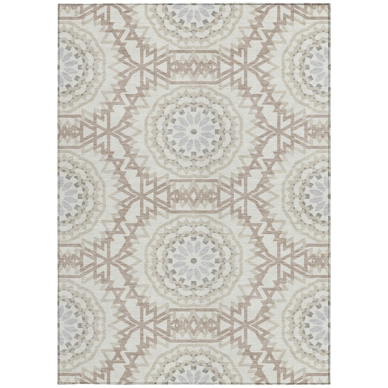 HomeRoots Floral Medallion Transitional Rectangle Outdoor Rug