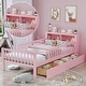 preview thumbnail 64 of 74, Safe Kids Bed Platform Bed Twin Size Wood Bed Frame with Storage Headboard and 2 Drawers Under, 3-Side Guardrails for Boys Girls