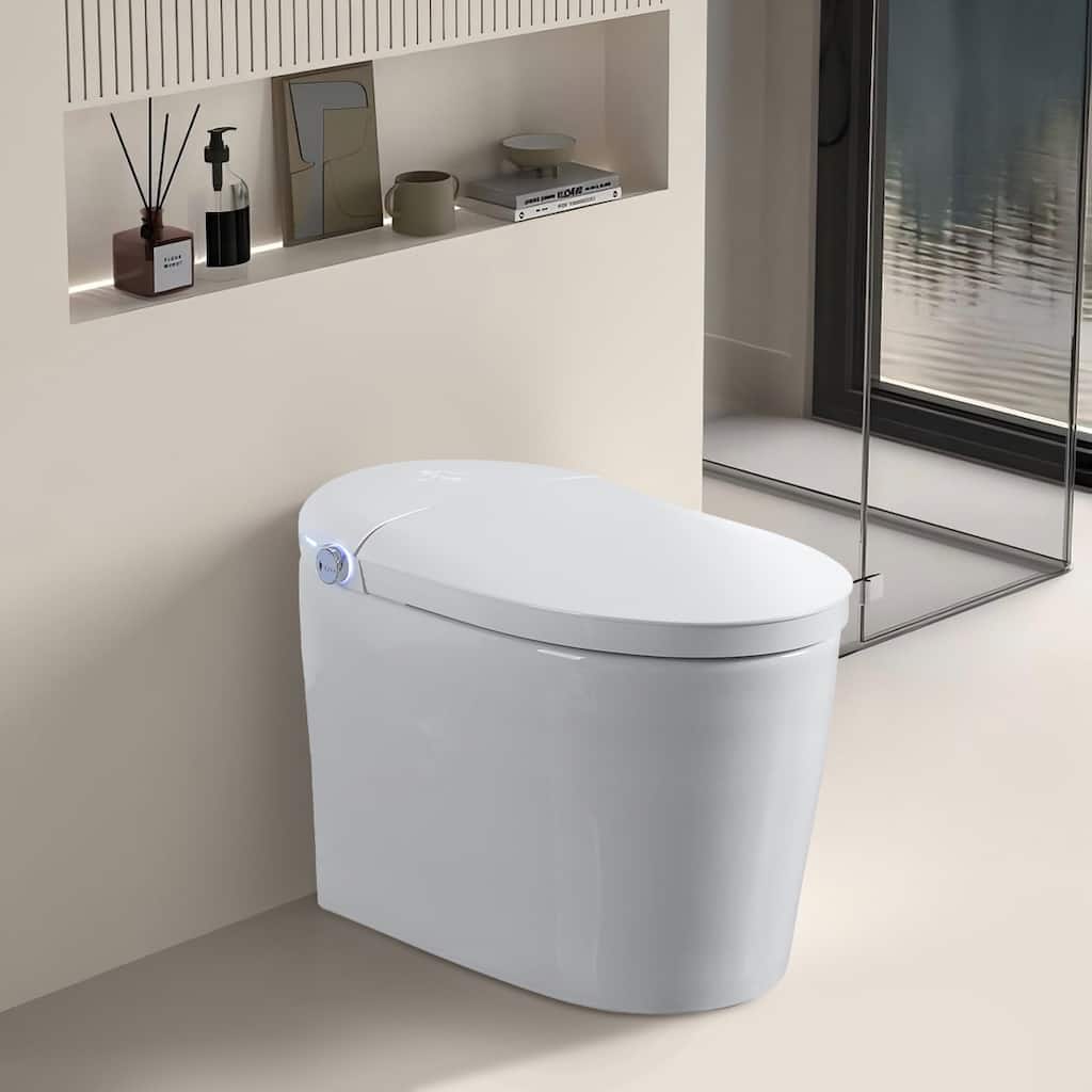 Tankless Smart Toilet With Bidet Built In, One-Piece, Auto Flush, Auto Open/Close,Heated Seat,Remote Control