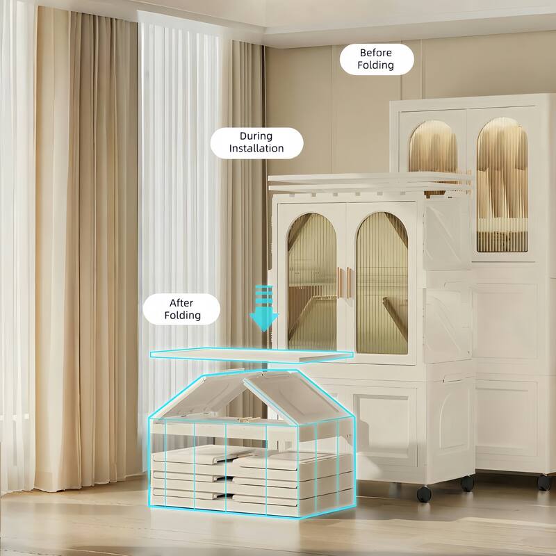 Folding Wardrobe with Magnetic Door Plastic Storage Cabinet