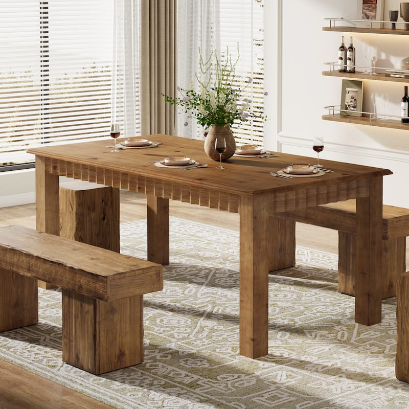 63-Inch Rectangular Solid Wood Dining Table for 4-6People - 62.99" L x 31.5" W x 29.53" H