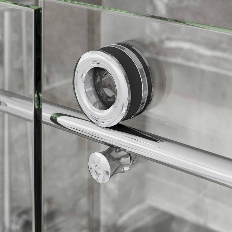 Seawin Crystal 44 - 48 x 78 inches Frameless Sliding Shower Door 3/8 in. (10 mm) Clear Tempered Glass with NanoShield Coating