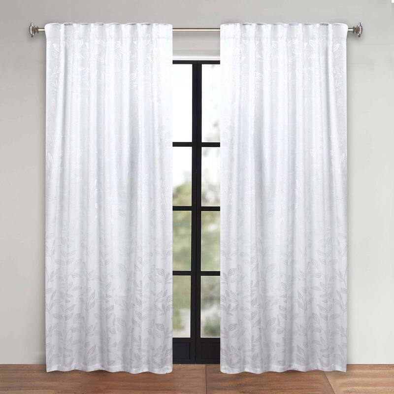 Superior Leaves Machine Washable Room Darkening Curtains with Back Tabs, Set of 2