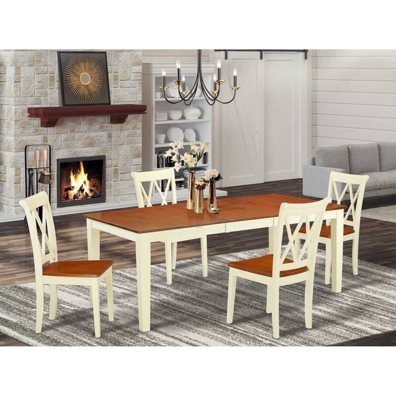Victorian Dining Set 5pc Rectangular Table & 4 Chairs - 60/78 Inch Extendable