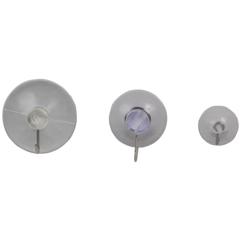 Set of 12 Assorted Clear Hanging Christmas Suction Cups - 1.75"