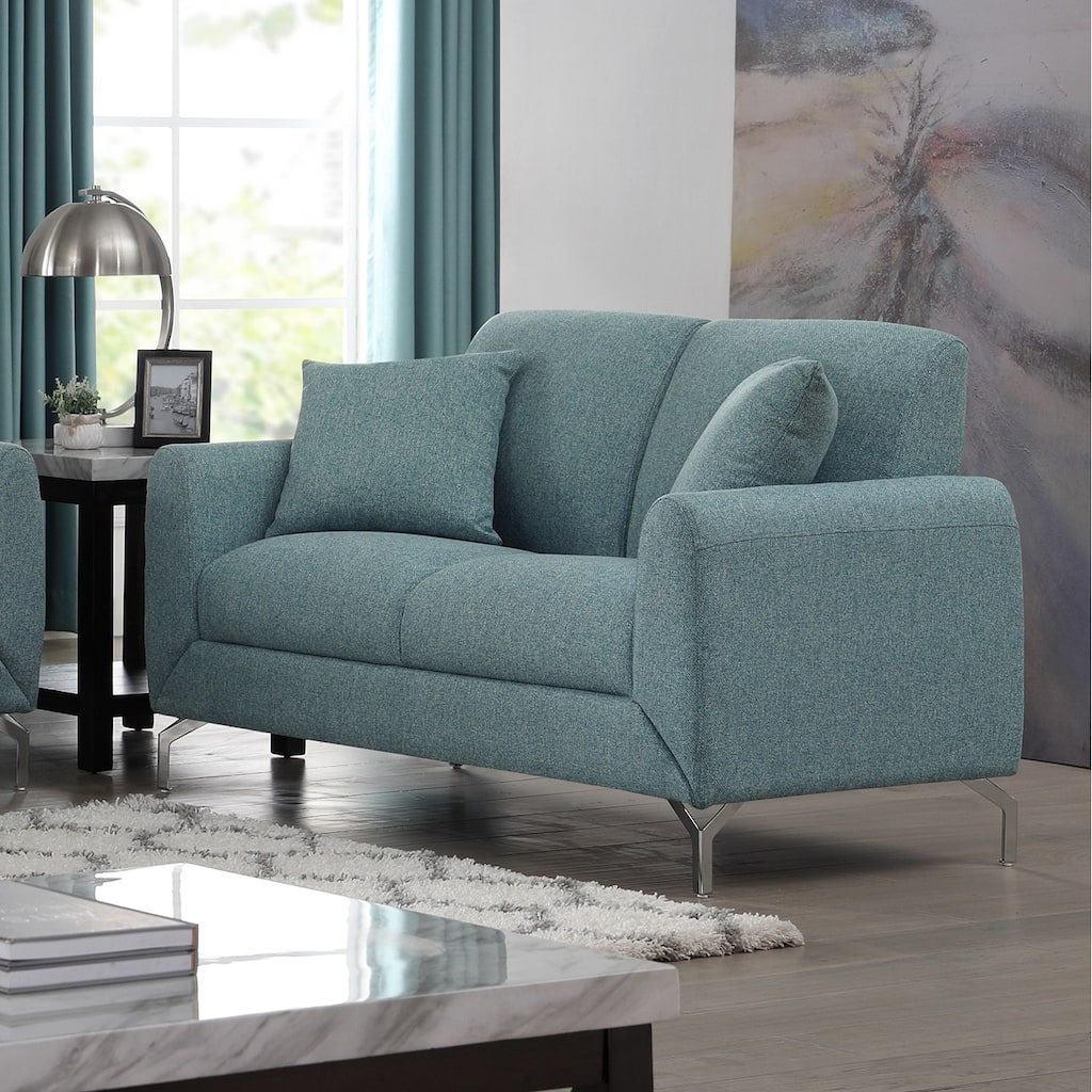 Roundhill Furniture Noreen Contemporary Fabric Rounded Arm Loveseat