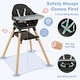 preview thumbnail 5 of 5, Baby High Chair, 6 in 1 Convertible Wooden High Chair, Double Removable Tray, Safety Harness & Waterproof PU Cushion (Black)