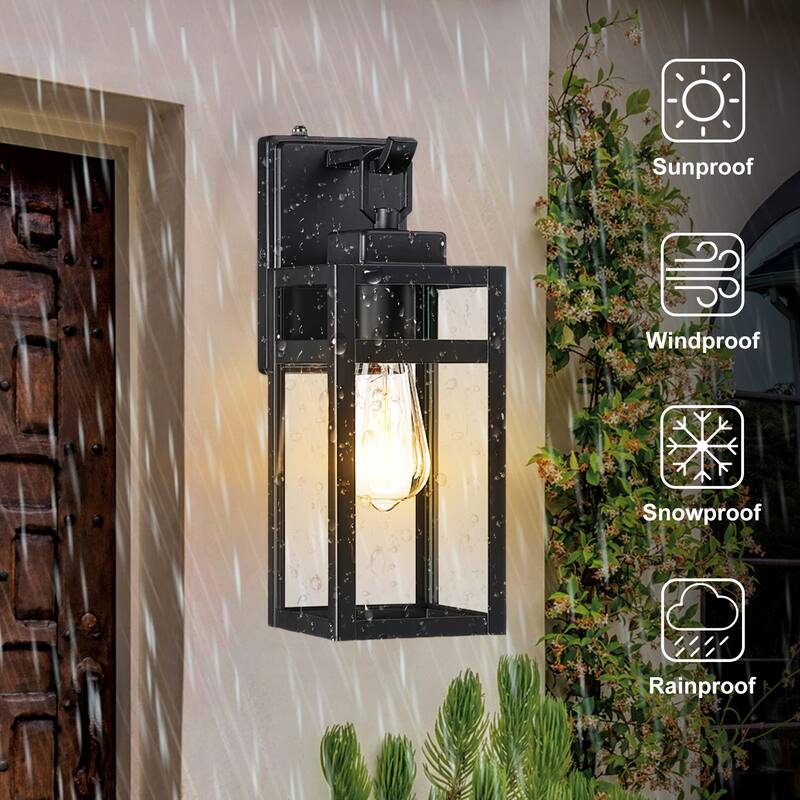 2 Pack Outdoor Wall Light With Sensor Fixtures - 5"x6.57"x14.06"