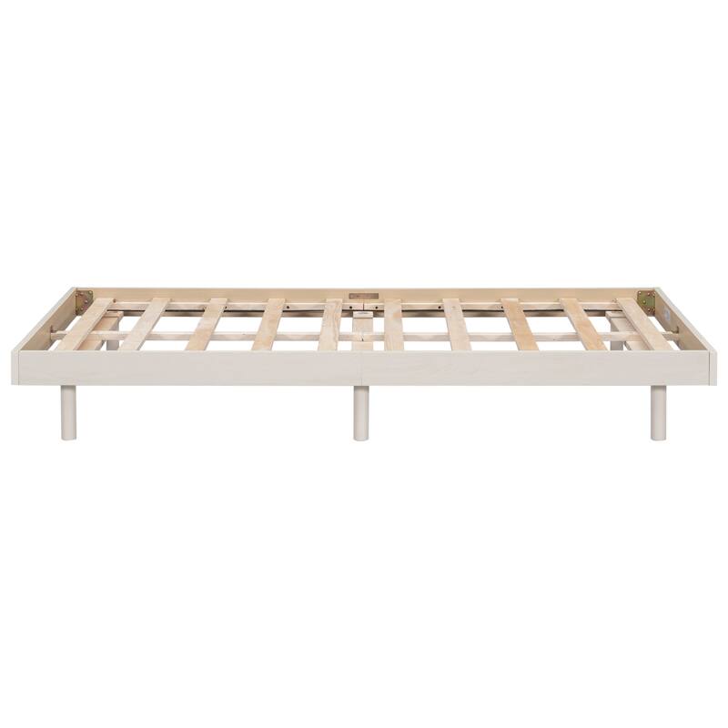 Modern Floating Platform Bed Frame Twin Size White Washed - Sturdy Wood Construction, Easy Assembly, No Box Spring Needed