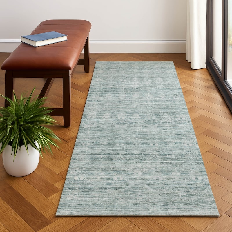 Premium Washable Super Soft Vintage Traditional Mayfield Rug - Turquoise - 2'3" x 7'6"