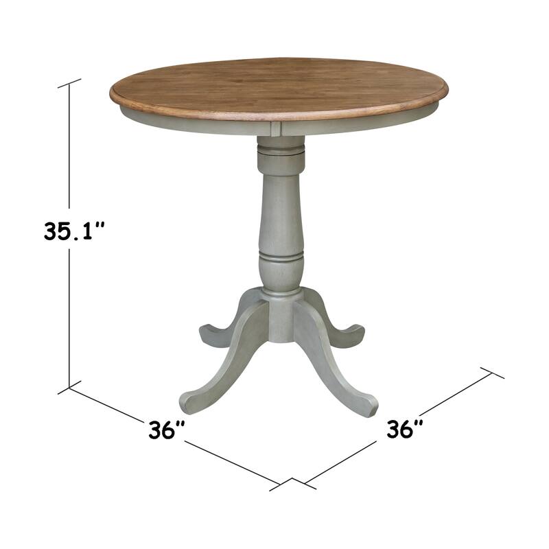 36" Round Top Pedestal Table - Hickory/Stone - N/A
