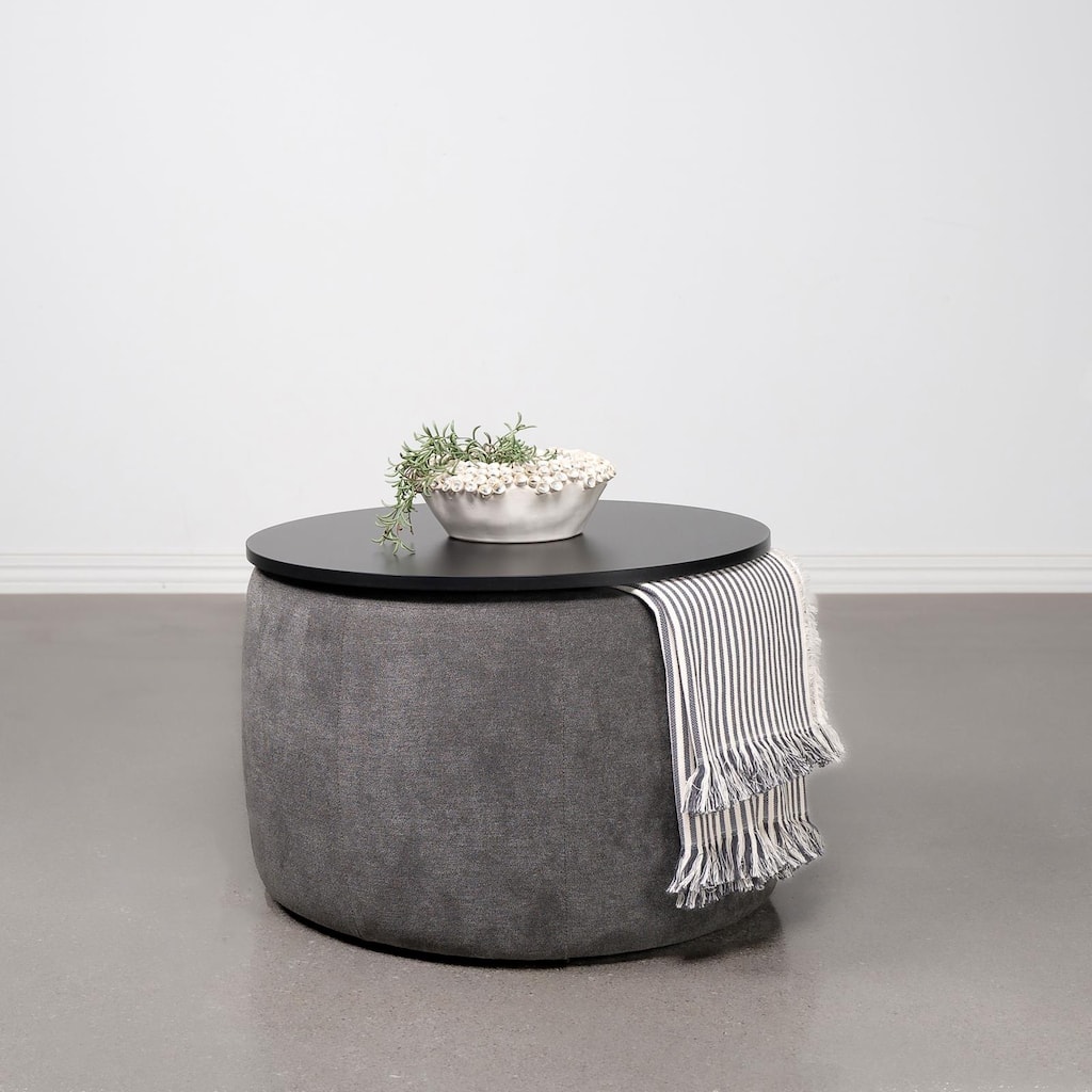 Reeves Grey Lift Top Storage Ottoman