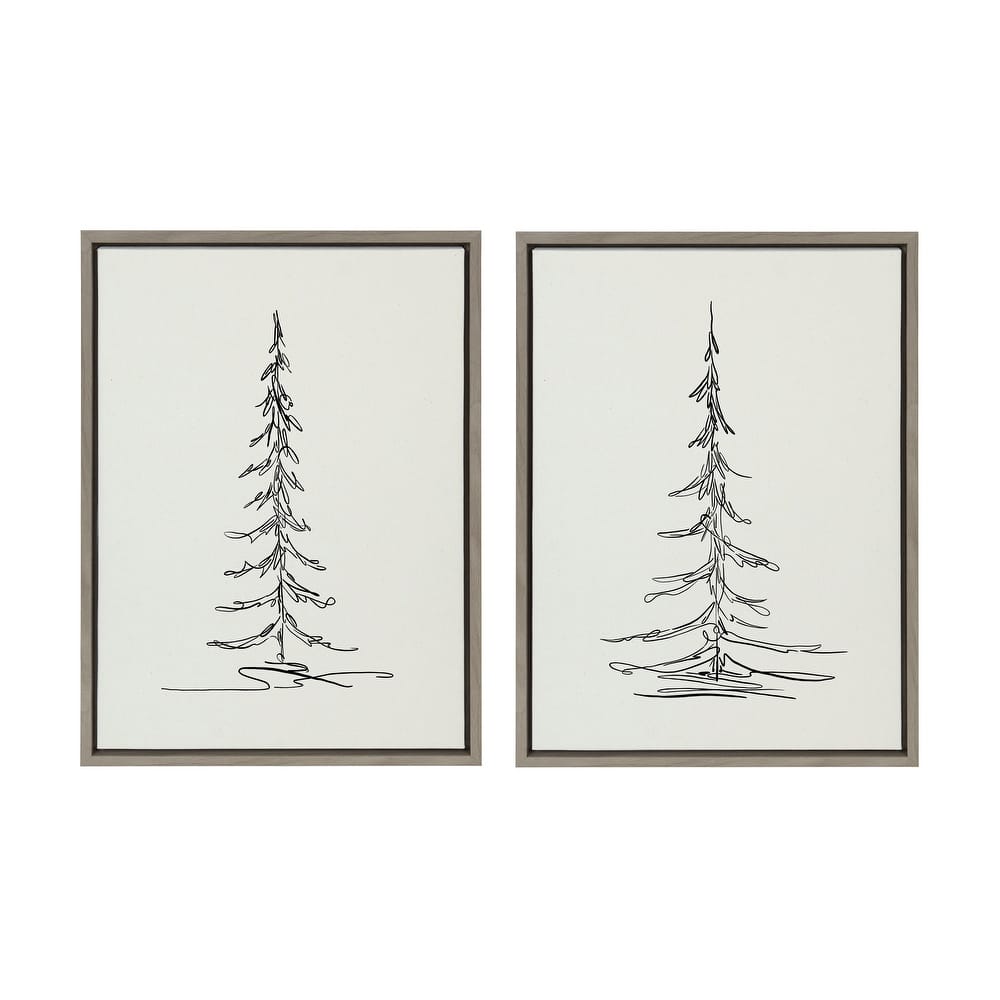 Kate and Laurel Sylvie Trees Canvas Set by The Creative Bunch Studio