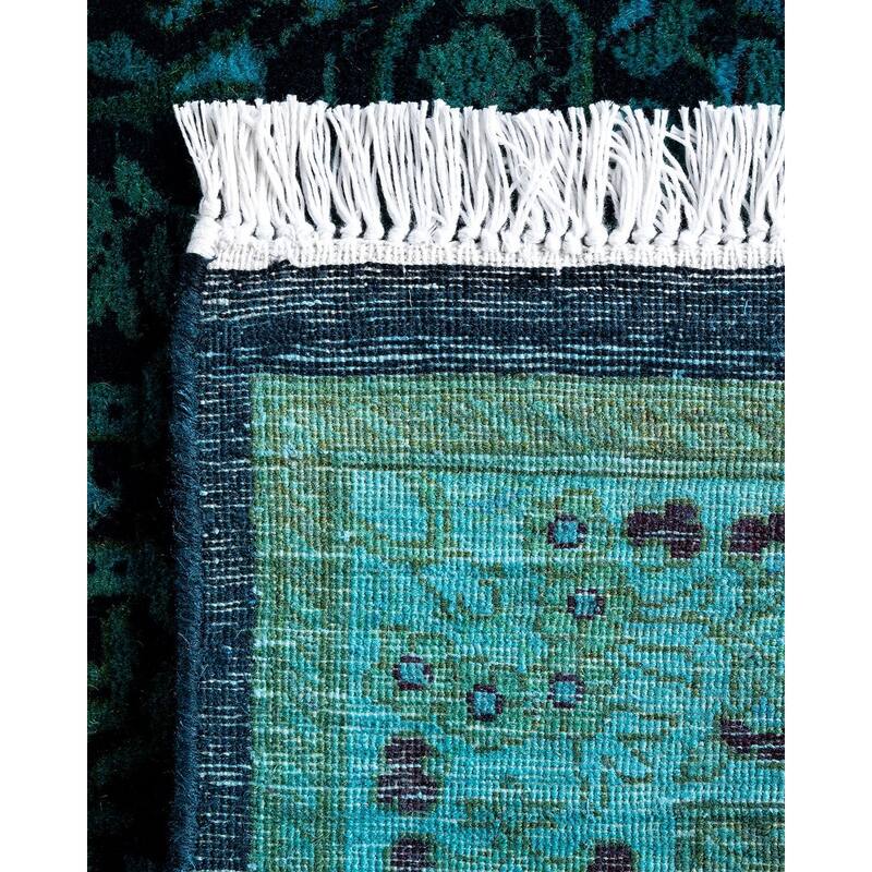 Fine Vibrance One-of-a-Kind Hand-Knotted Runner Rug - Black, 2' 6" x 17' 10" - 2' 6" x 17' 10"